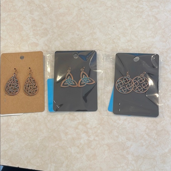 Set of Three Pairs of Copper Earrings - Picture 1 of 2